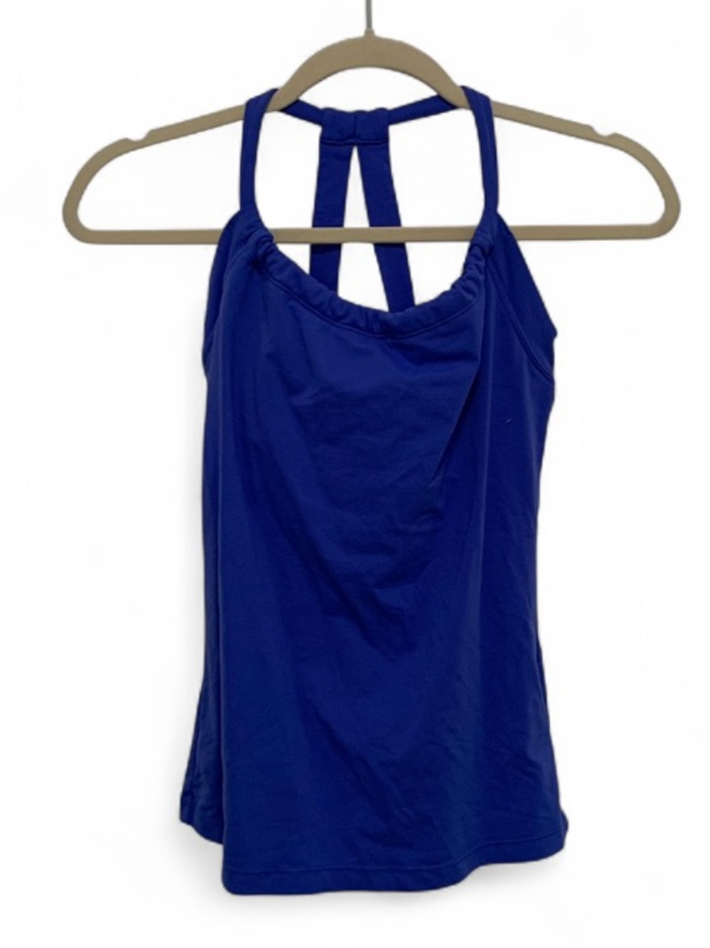 Prana Blue Halter-Back Workout Tank Top
